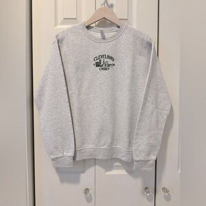 Cleveland Ohio Embroidered Crew Neck in Heathered Grey (Size S).